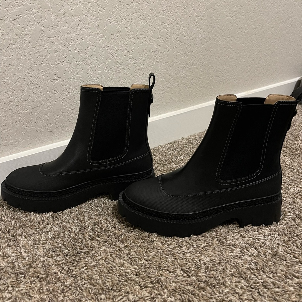 COACH Black Jayla Chelsea Leather Ankle Boots
